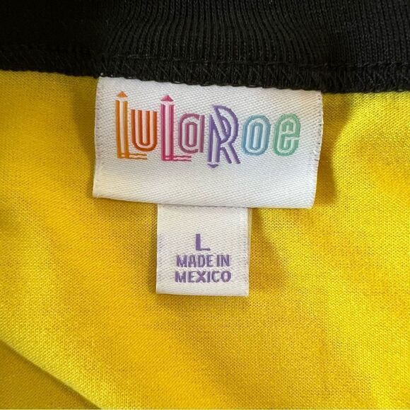 Lularoe "Take me to the Weekend" Yellow/Black T-shirt -- L - Picture 10 of 11